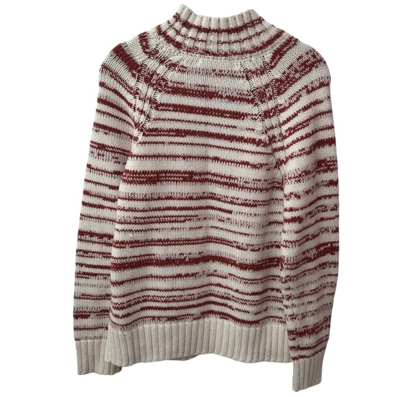 NEW Marine Layer Amy Mock Neck Sweater Color Chili Cream Marl Stripe Cozy Size M - Picture 6 of 12